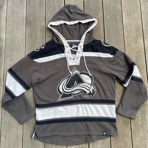 ‘47Brand Colorado Avalanche Gray/Black/White Lacer Hoodie